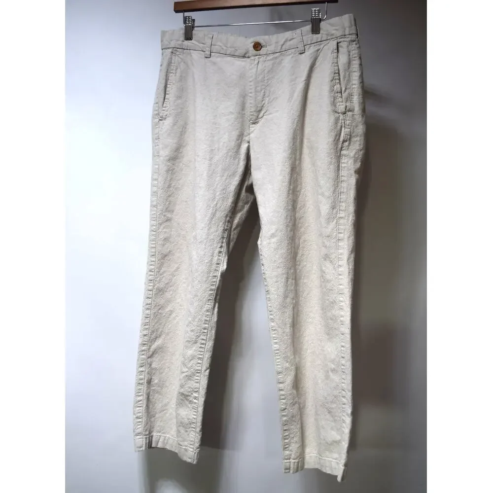 Banana Republic Slim Linen Blend Chino Pants Men's 34x30 Light Oatmeal